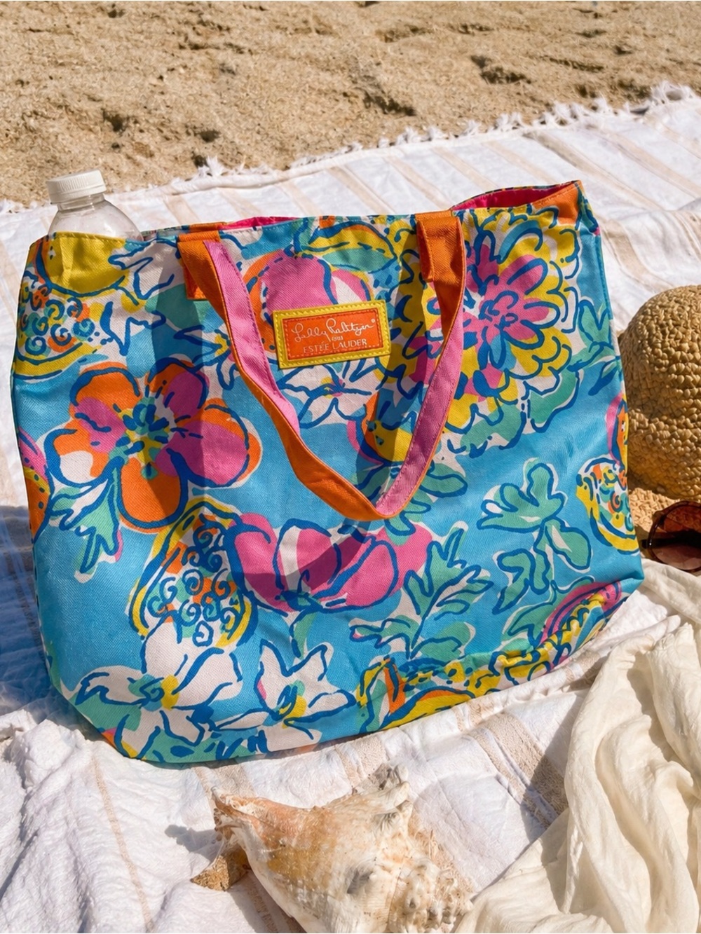 Lilly Pulitzer x Estée Lauder Tote Bag Floral Print Beach Pool Travel